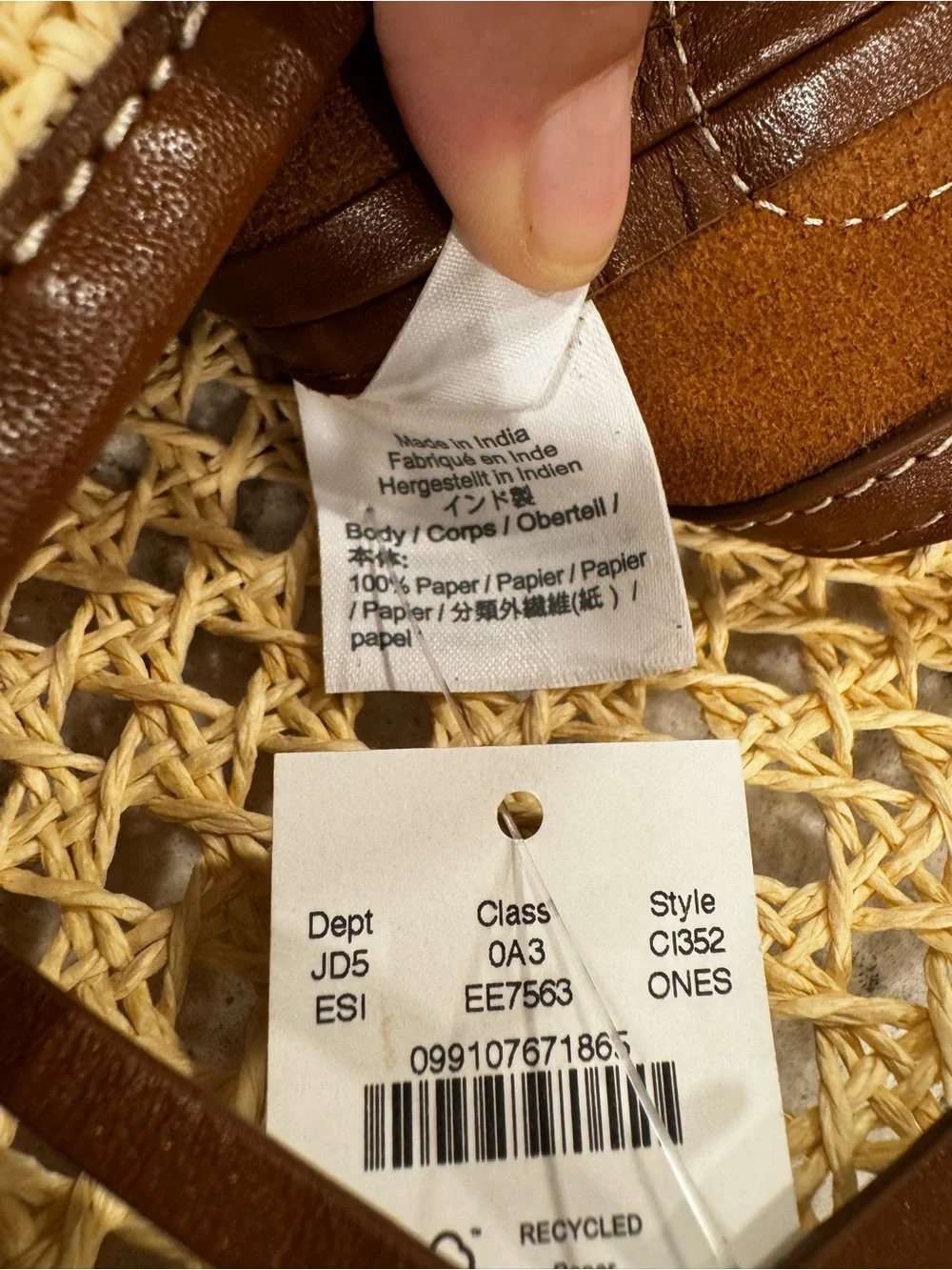 J Crew Berkeley Bucket Bag in faux raffia and leather NWT - Picture 11 of 11